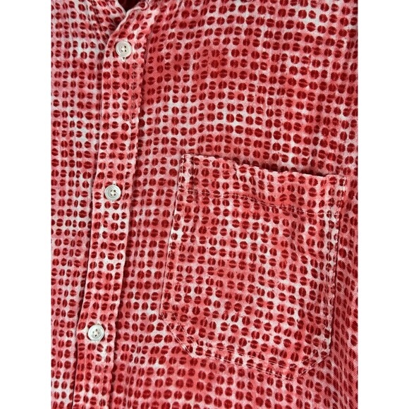 J Peterman Shirt Mens XL Red Dot Print Linen Short Sleeve Breathable Relaxed Fit - Picture 7 of 11